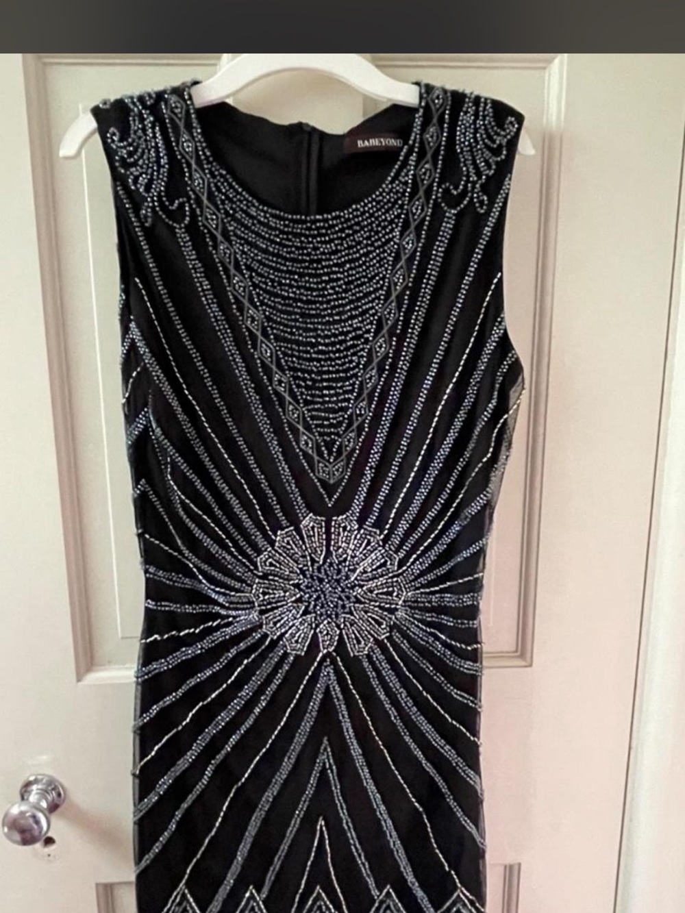 Black Beaded Sleeveless Evening Dress by Bambah